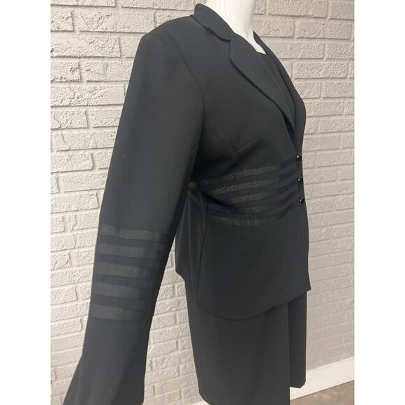 Positive Attitude Women Petite Black Ribbon Detail Dress and Jacket Set Size 12P - Picture 12 of 14